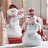 Peppermint Snowmen Figurines 24 Inch Set Of 2 -NEW 2023 -Solar Christmas Holiday Shop peppermint snowmen close up