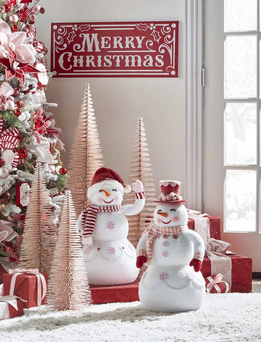 Peppermint Snowmen Figurines 24 Inch Set Of 2 -NEW 2023 4 Peppermint Snowmen Figurines 24 Inch Set Of 2 -NEW 2023 - Image 2