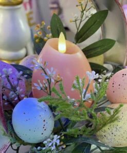 4 Inch Lighted Wax Egg Candles Set Of 4 Assorted Spring Colors With Timer - NEW 2023 -Solar Christmas Holiday Shop pink egg candle
