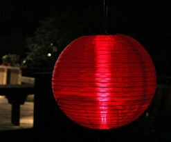 Solar Christmas Holiday Shop 18 Red Outdoor Hanging Lantern Battery Operated 14 Inch