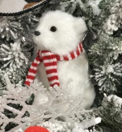 Polar Bear With Scarf Ornaments Set Of 2 - 5.25 Inch -Solar Christmas Holiday Shop polar bear in three 2