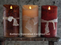 Moving Flame Primitive Brown Candle Battery Operated 3.5 X 7 - Timer - Remote Ready -Solar Christmas Holiday Shop primitive luminara 7 inch 3