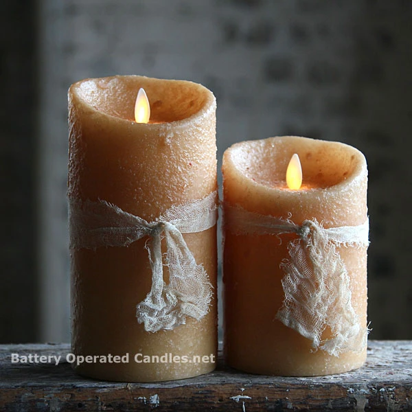 Moving Flame Primitive Oatmeal Candle Battery Operated 3.5 X 7 - Timer - Remote Ready 4 Moving Flame Primitive Oatmeal Candle Battery Operated 3.5 X 7 - Timer - Remote Ready - Image 2