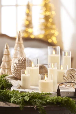 Clear Glass Flameless Candle 3.5 Inch X 4 Inch Ivory Pillar - Remote Ready -Solar Christmas Holiday Shop raz clear glass candles for 4