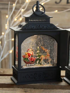 Santa In Sleigh Lighted Water Lantern - Timer -Solar Christmas Holiday Shop raz santa sleigh new image