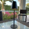 Rechargeable Cordless Table Lamp For Cafe Or Patio Dimmable Black Metal Finish -Solar Christmas Holiday Shop rechargeable lamp black