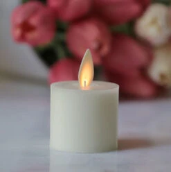 Set Of 4 Ivory Wax Tealights With Rechargeable Base And Remote Included -Solar Christmas Holiday Shop rechargeable single 2