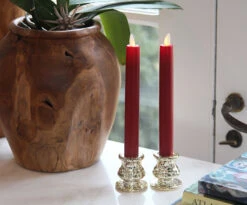 Remote Control Torchier 8 Inch Red Moving Flame Taper Candle Set - 2