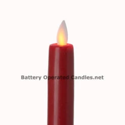 8 Inch Red Moving Flame Battery Operated Taper Candle - Timer -Solar Christmas Holiday Shop red dancing flame flameless
