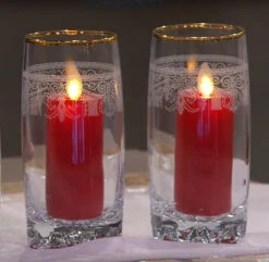 Red Wax 3.5 Inch Moving Flame Votive Candles Set Of 2 - Remote Ready -Solar Christmas Holiday Shop red moving flame votives 1