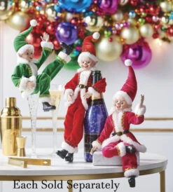 16 Inch Red Posable Christmas Elf -Solar Christmas Holiday Shop red pink green elf 2