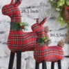 Red Plaid Deer Figurine - 20.5 Inch -Solar Christmas Holiday Shop red plaid deers two sizes