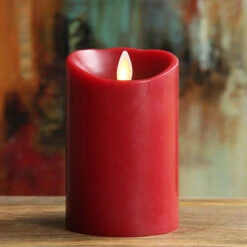 3 Inch Diameter Red Moving Flame 4 Inch Candle - Remote Ready -Solar Christmas Holiday Shop red torchier 4 inch lifestyle