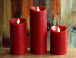 3 Inch Diameter Red Moving Flame 8 Inch Candle - Remote Ready -Solar Christmas Holiday Shop red torchier moving flame 3 sizes