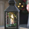 Holiday Brushed Black Candle Lantern With Berries And Holly - 9.25 Inch - 8 Hr Timer -Solar Christmas Holiday Shop ren black with wire 1