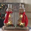 Set Of 2 Battery Operated Lighted Resin Snowman 10 Inch -Solar Christmas Holiday Shop resin set of 2 snowmen scar
