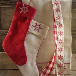 Ivory Snowflake Button Ribbon - High Quality Jute 2.5 Inch X 5 Yards -Solar Christmas Holiday Shop ribbon 17