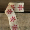 Ivory Snowflake Button Ribbon - High Quality Jute 2.5 Inch X 5 Yards -Solar Christmas Holiday Shop ribbon 8