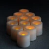 Tall Tea Lights - With Recessed Amber LED - Super Bright Set Of 12 -Solar Christmas Holiday Shop round amber tealights main