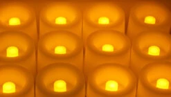 Tall Tea Lights - With Recessed Amber LED - Super Bright Set Of 12 -Solar Christmas Holiday Shop round tealights amber