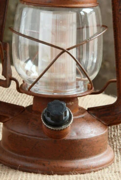 Battery Operated Vintage Style Dimmable Rusty Lantern With 12 LED's -Solar Christmas Holiday Shop rusty led lantern det large