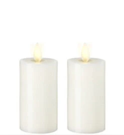 Wax 3.5 Inch Ivory Moving Flame Votive Candles Set Of 2 - Remote Ready