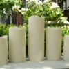 Set Of 5 Flameless Outdoor Bisque Resin Candles - 5 Hour Timer Batteries Included
