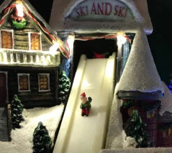 Musical Animated Christmas Winter Ski Village - With Sound And Motion -Solar Christmas Holiday Shop ski village 3