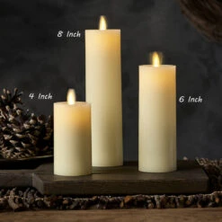 Luminara Slim Ivory Wax Moving Flame Pillar - 8 Inch Remote Ready -Solar Christmas Holiday Shop slim luminara image new