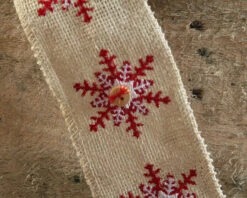 Ivory Snowflake Button Ribbon - High Quality Jute 2.5 Inch X 5 Yards -Solar Christmas Holiday Shop snowflake ribbon det 1