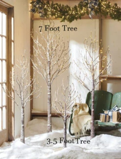 3.5 Foot Lighted Snowy Tree 96 Warm White LED - Indoor Outdoor - Steady On Or Twinkle From RAZ -Solar Christmas Holiday Shop snowy trees 2 size