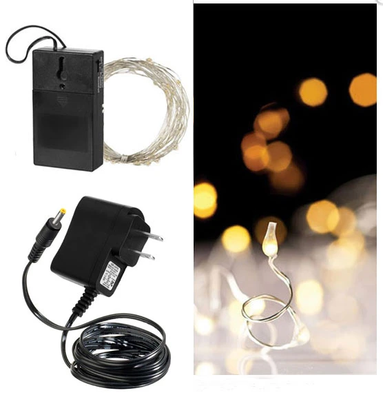 60 Bright White LED String Lights Dual Powered - 20 Feet With Timer 3 60 Bright White LED String Lights Dual Powered - 20 Feet With Timer