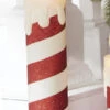 22.5 Inch Large Flickering Flame Candycane Striped Glitter Christmas Candle