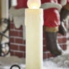 22.5 Inch Large Flickering Flame White Glitter Christmas Candle