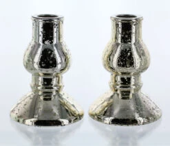 Mercury Glass Taper Holders - Set Of 2 6 Mercury Glass Taper Holders - Set Of 2 -Solar Christmas Holiday Shop taper holders set of 2 sil