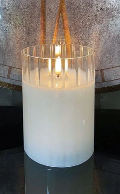 Radiance Faceted Ivory Poured Candle 3.5 X 5 Inch Clear Glass -NEW 2023
