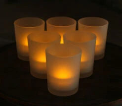3 Inch White Frosted Battery Operated Tea Light Votive Candles - Set Of 6