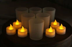 3 Inch White Frosted Battery Operated Tea Light Votive Candles - Set Of 6 -Solar Christmas Holiday Shop tlv4 set