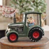Lighted Green Tractor Water Lantern With Santa In Swirling Glitter -Solar Christmas Holiday Shop tracktor main image