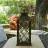 Battery Operated LED Candle Lantern Traditional Style 3 Tapers - Antique Bronze 12 Inch -Solar Christmas Holiday Shop traditional 3 candle lantern