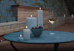 Uyuni 3 Inch X 5 Inch White Pillar Candle - Remote Ready -Solar Christmas Holiday Shop uyuni table with wine