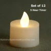 Tall Flameless Tea Lights Warm White LED Battery Operated 12 Pack - 5 Hour Timer -Solar Christmas Holiday Shop warm white 12 tall tealight timer