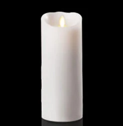 Moving Flame White Unscented Candle Battery Operated 3.5 X 9 - Timer - Remote Ready -Solar Christmas Holiday Shop white 9 inch luminara