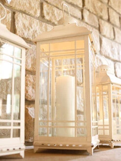 Set Of 3 Antique White Candle Lanterns - 14 7 Set Of 3 Antique White Candle Lanterns - 14 -Solar Christmas Holiday Shop white lantern new large 2