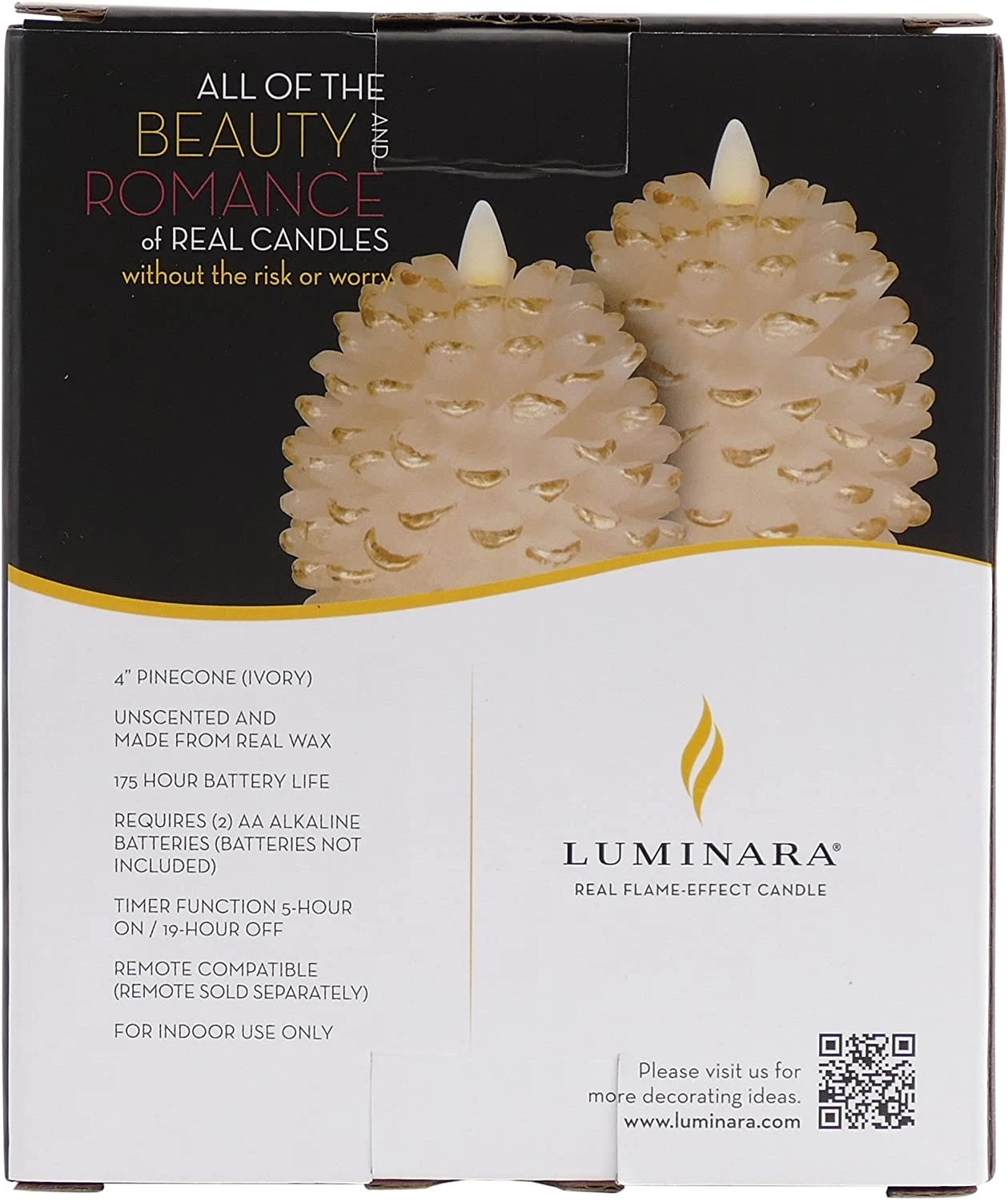 Luminara 4 Inch White Pine Cone Candle Battery Operated - Timer 5 Luminara 4 Inch White Pine Cone Candle Battery Operated - Timer - Image 3