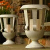 Antique White Candle Impressions Flameless Metal Urn - Timer Candle