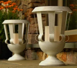 Antique White Candle Impressions Flameless Metal Urn - Timer Candle