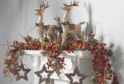 Battery Operated Lighted Garland - 6 Feet 60 Warm White LED'S - Timer -Solar Christmas Holiday Shop will garl extra 1