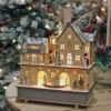 Wind Up Animated Lighted Musical Holiday Wood House Battery Operated -Solar Christmas Holiday Shop wind up house with skier