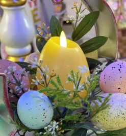 4 Inch Lighted Wax Egg Candles Set Of 4 Assorted Spring Colors With Timer - NEW 2023 -Solar Christmas Holiday Shop yellow egg candle